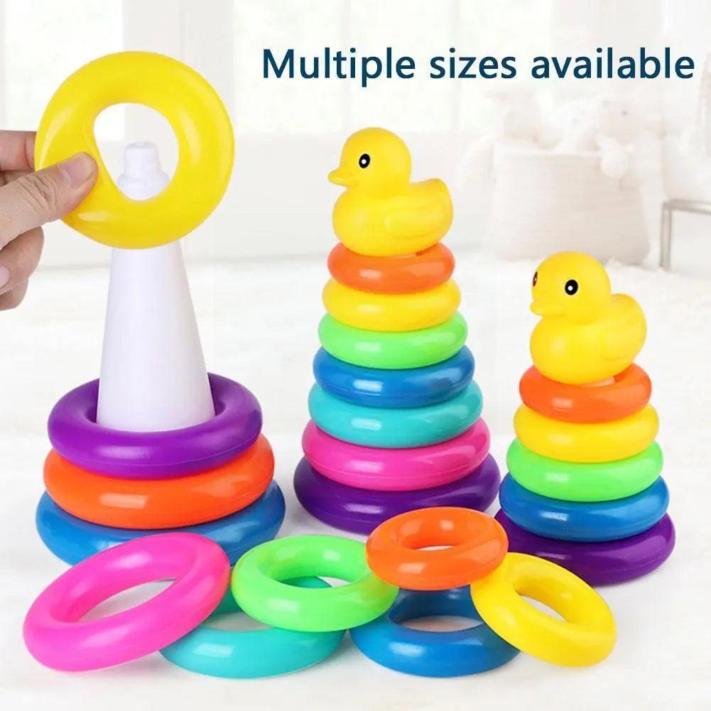 Baby Animal Rainbow Stacking Ring Tower Toys-KikiHomeCentre