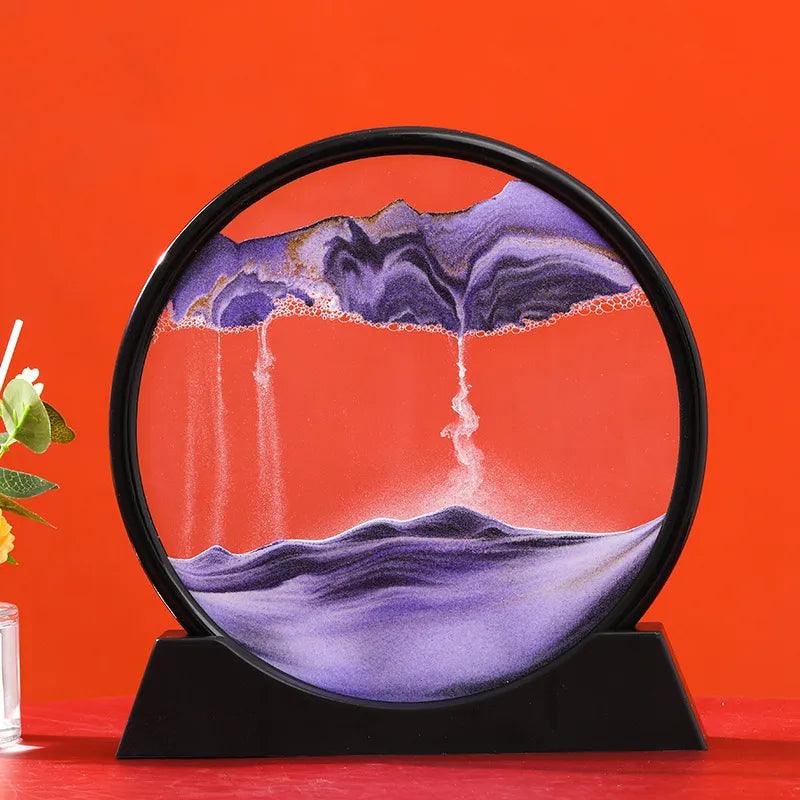 Home 3D Moving Sand Art Picture Round Glass-KikiHomeCentre