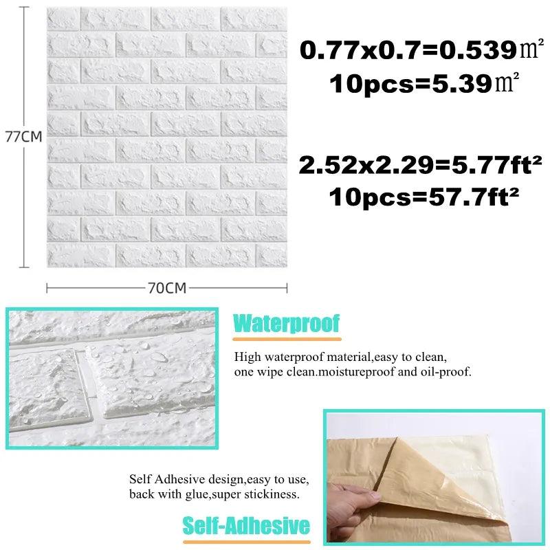 3D Brick Wall Sticker Set-Tools-KikiHomeCentre