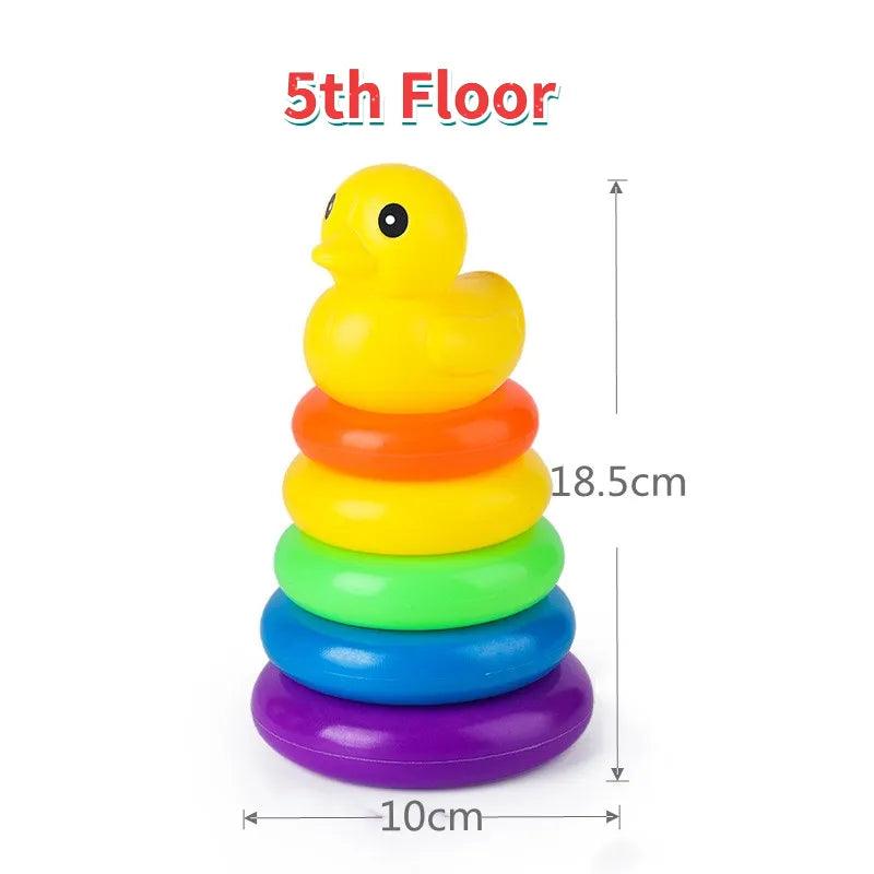 Baby Animal Rainbow Stacking Ring Tower Toys-KikiHomeCentre