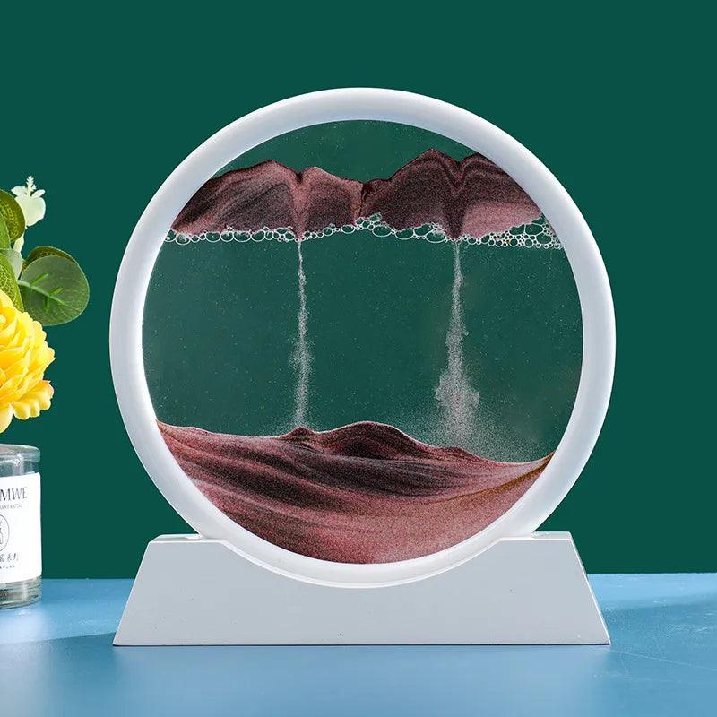 Home 3D Moving Sand Art Picture Round Glass-KikiHomeCentre