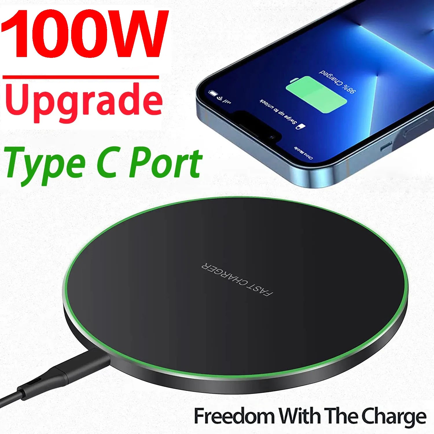 100W Wireless Charger Pad for iPhone 14 13 12 15 Pro Max Induction Fast Wireless Charging Station for Samsung Xiaomi Qi Chargers-KikiHomeCentre