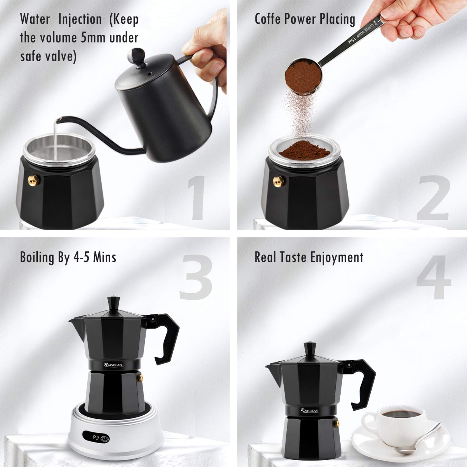 Classic Stovetop Espresso Maker with Cups-5-KikiHomeCentre