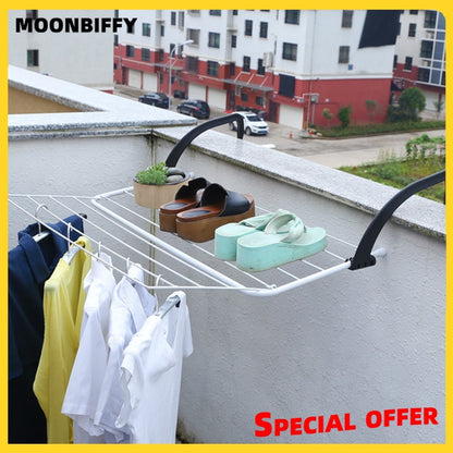 Foldable Drying Rack Folding Outdoor Pole Portable Clothes Punch Radiator Hanger Balcony-KikiHomeCentre