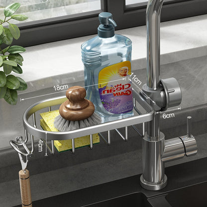 Aluminum Sink Drain Rack Sponge Storage Faucet Drainer Shelf Bathroom Accessories, Kitchen-KikiHomeCentre