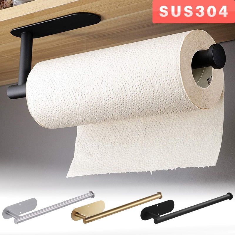 Stainless Steel Paper Towel Holder Adhesive-KikiHomeCentre